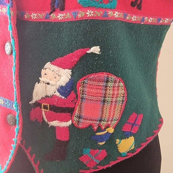 Erika Classics Vintage Ugly Christmas Embroidered Vest Size M - Picture 7 of 8